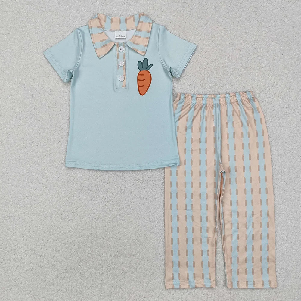 Sibling Baby Girls Boys Easter Carrot Pants Outfit Dress and Romper