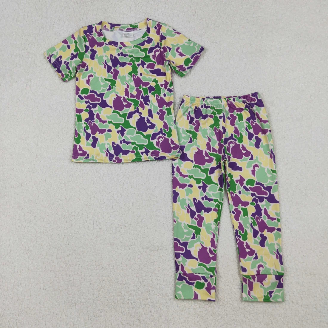 Sibling Baby Boys Mardi Gras Short Sleeve Top Pants Pajama Set