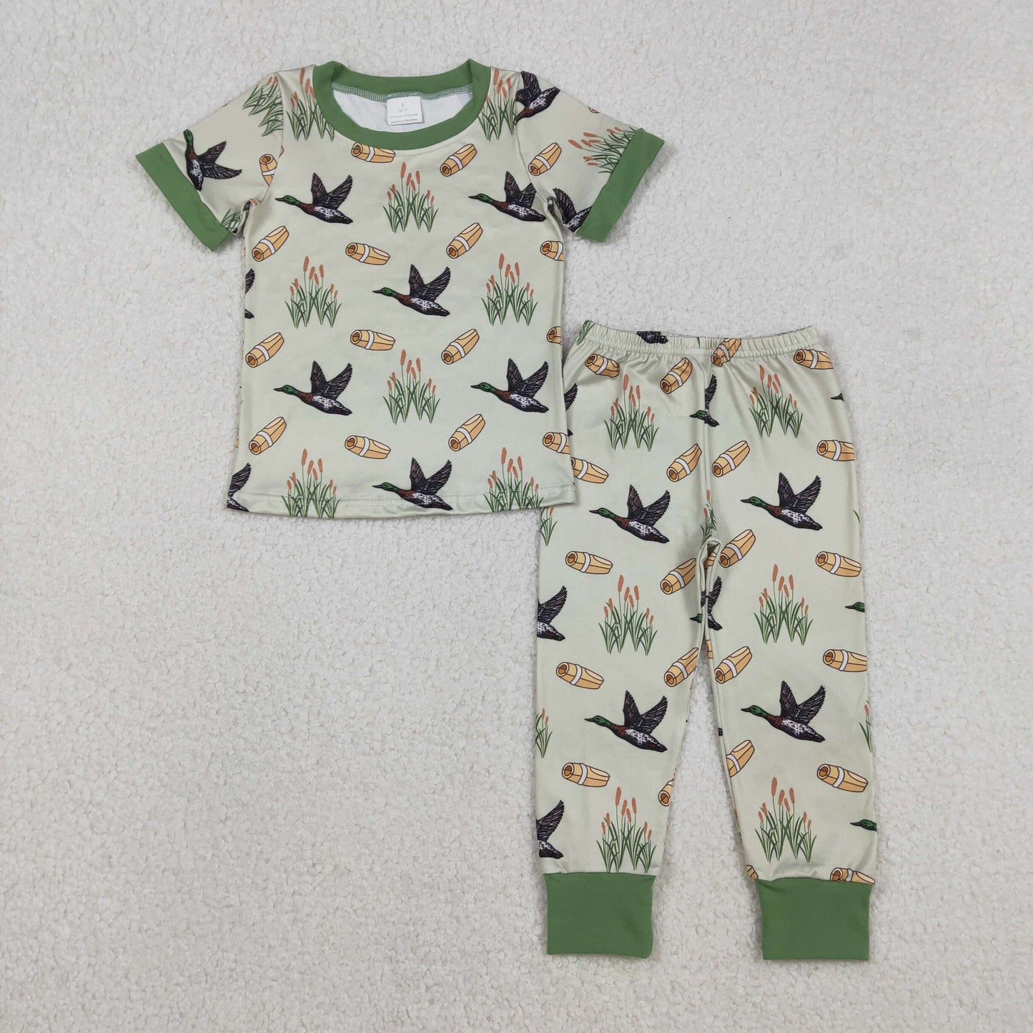 Sibling Baby Boys Short Sleeve Dogs Ducks Top Pants Hunting Pajamas Clothes Sets
