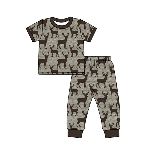 4.15 BSPO0670 Preorder Deer Print Kids Pajamas Clothes Set