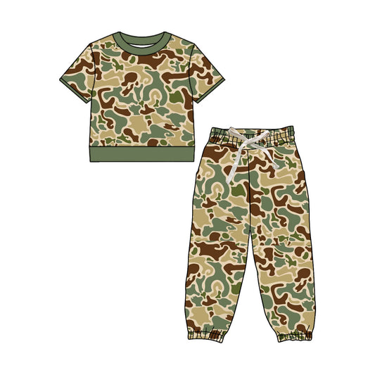 4.17 BSPO0679 Preorder Green Camo Print Kids Joggers Clothes Set