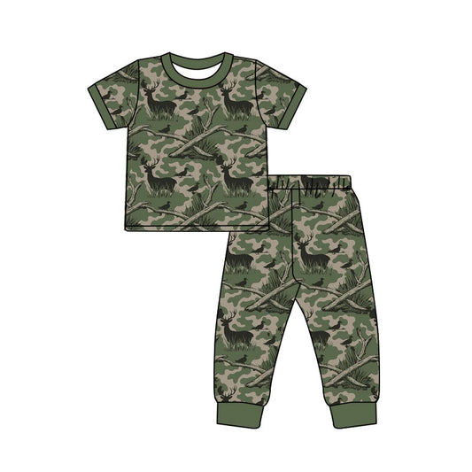 4.18 Toddler Boys Hunting Deer Camo Pajama Set Short Sleeve +Pants Set