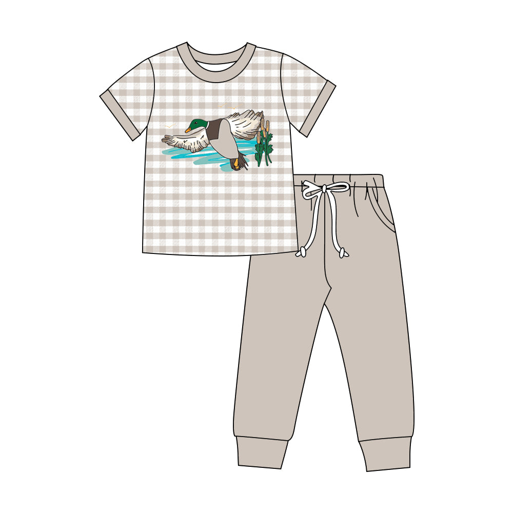 5.20 BSPO0688 Preorder Duck Plaid Top Grey Pants Boys Clothes Set
