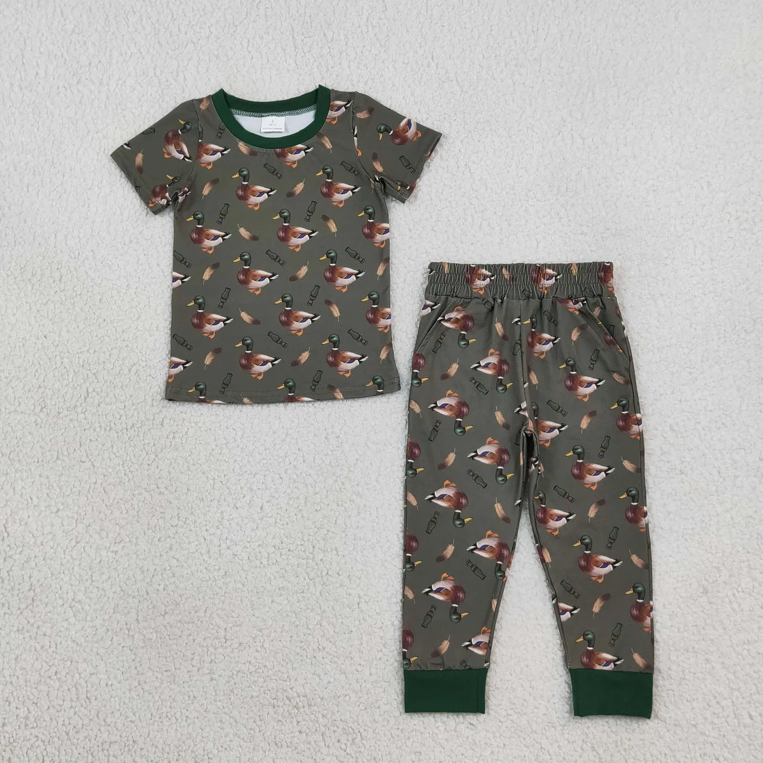 Sibling Baby Kids Ducks Calls Flowers Hunting Pajamas Sets Blanked