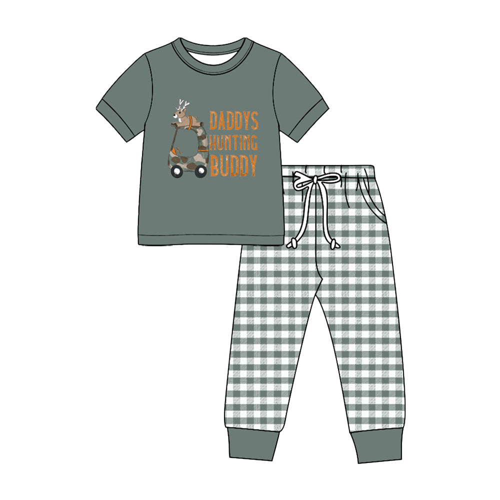 8.28 BSPO0710 Preorder Daddy's Hunting Buddy Green Gingham Pants