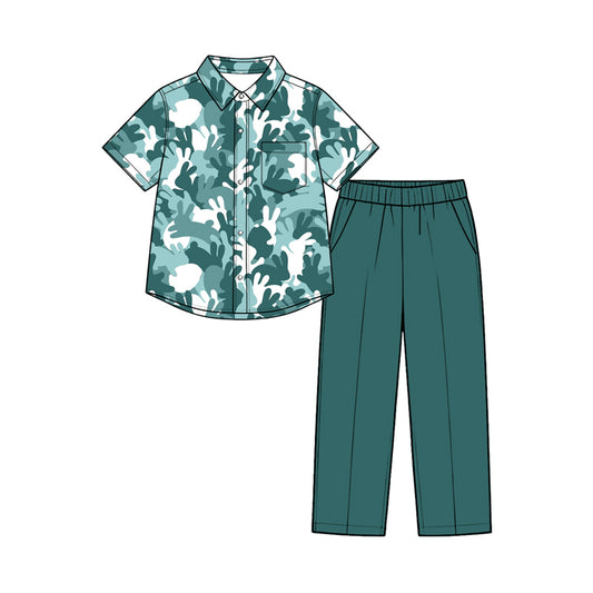 8.28 BSPO0715 Preorder Bunny Camo Top Pockets Pants Boys Easter Clothes Set