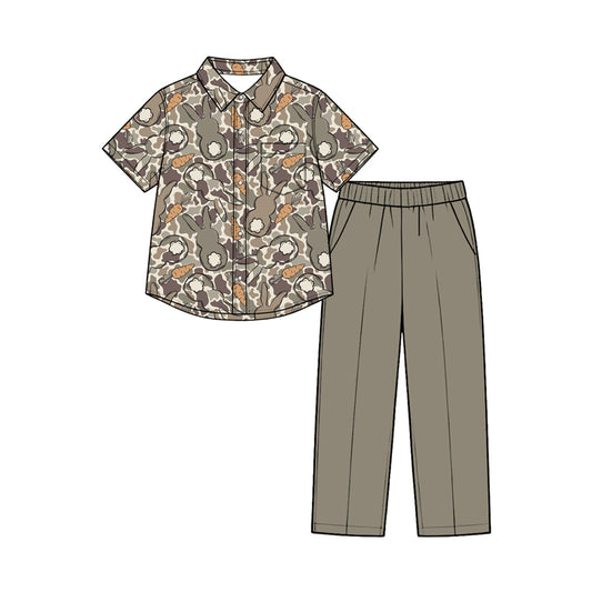 8.28 BSPO0717 Preorder Bunny Carrots Camo Top Pockets Pants Boys Easter Clothes Set