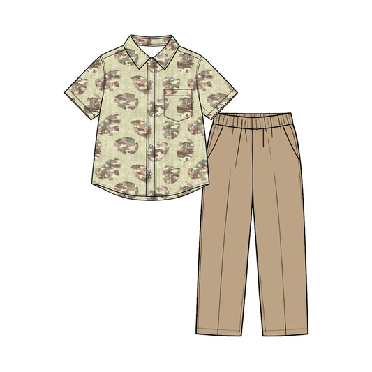 8.28 BSPO0718 Preorder Eggs Camo Top Pockets Pants Boys Easter Clothes Set