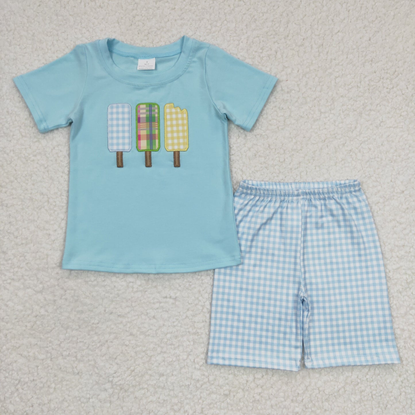Sibling Popsicle Outfit - Gingham Check Top & Shorts Set for Brother & Sister