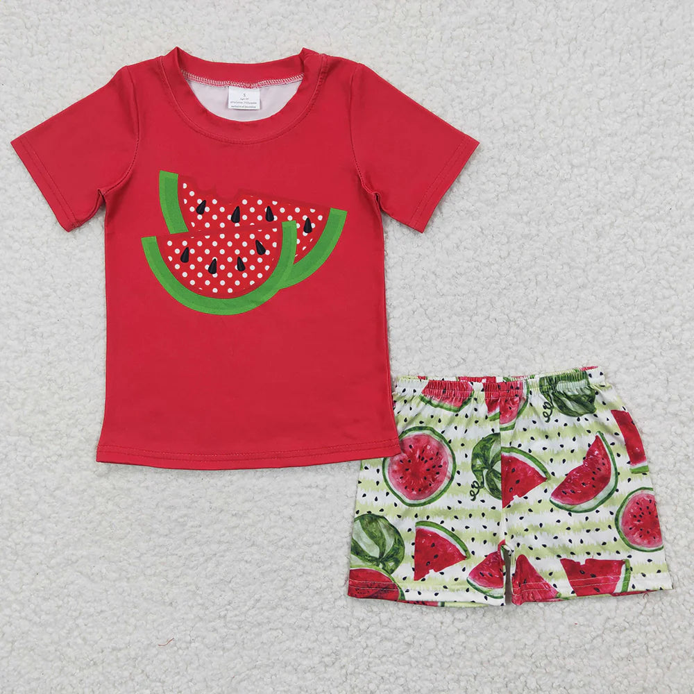 Sibling Boys Baby Girls Watermelon Summer Shorts Sets