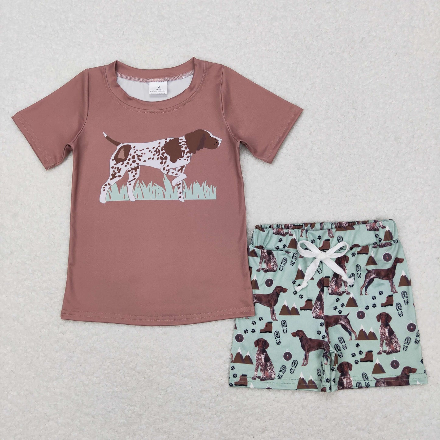 Sibling Baby Boys Short Sleeve Dogs Ducks Fishing Print Top Shorts Hunting Clothes Sets