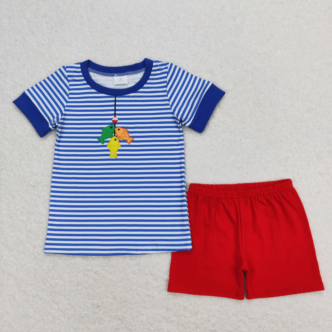 Sibling Baby Boys Embroidery Fishing Top Shorts Hunting Clothes Sets