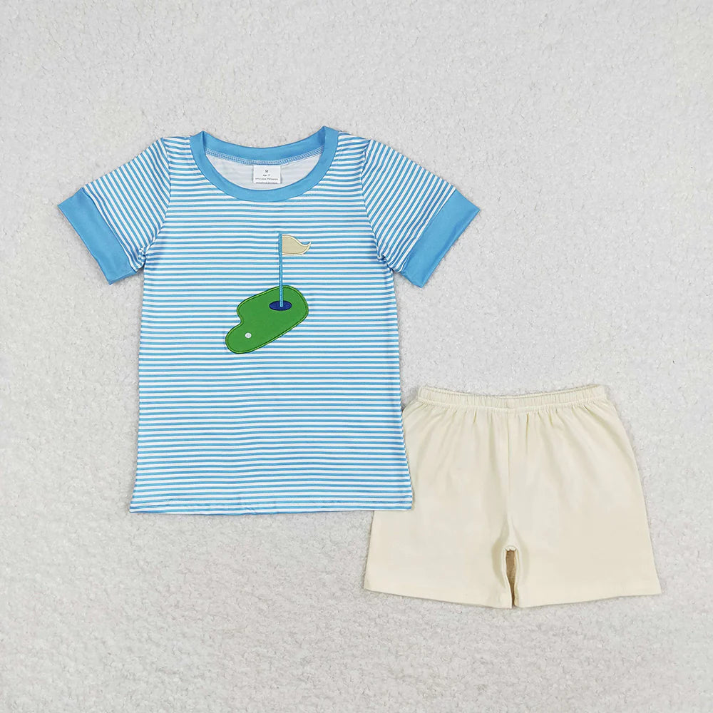 Sibling Baby Boys Embroidery Golf Shirt Top Shorts Summer Clothes Sets