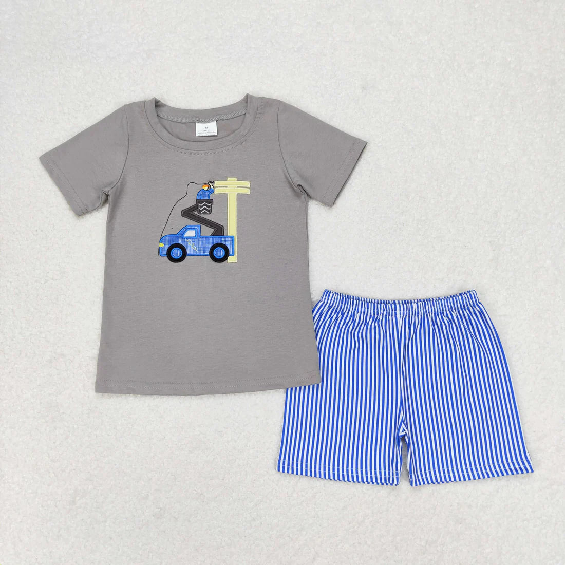 Sibling Baby Boys Embroidery Cars Planes Top Pockets Short Clothes Sets 3-6M to 7-8T