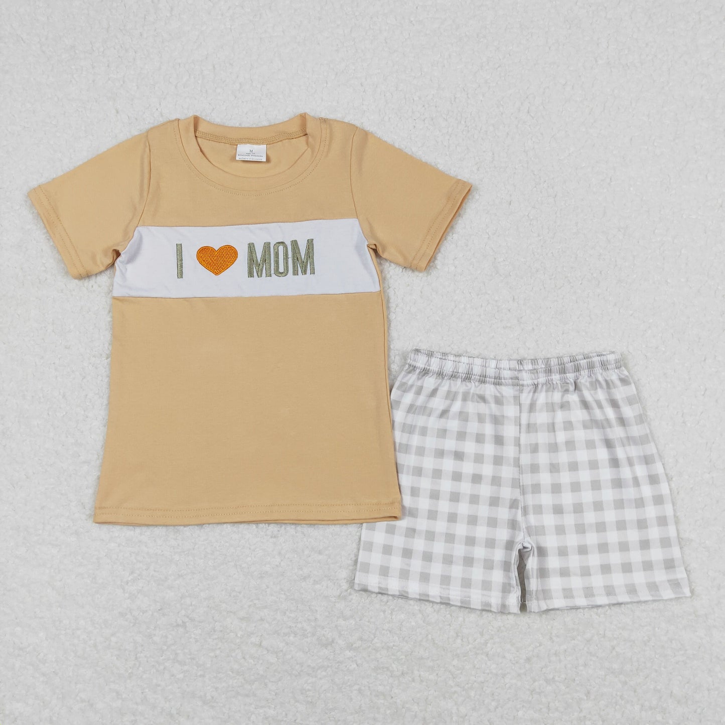 Embroidery I Love Mom Sibling Shorts Set Dreess and Romper
