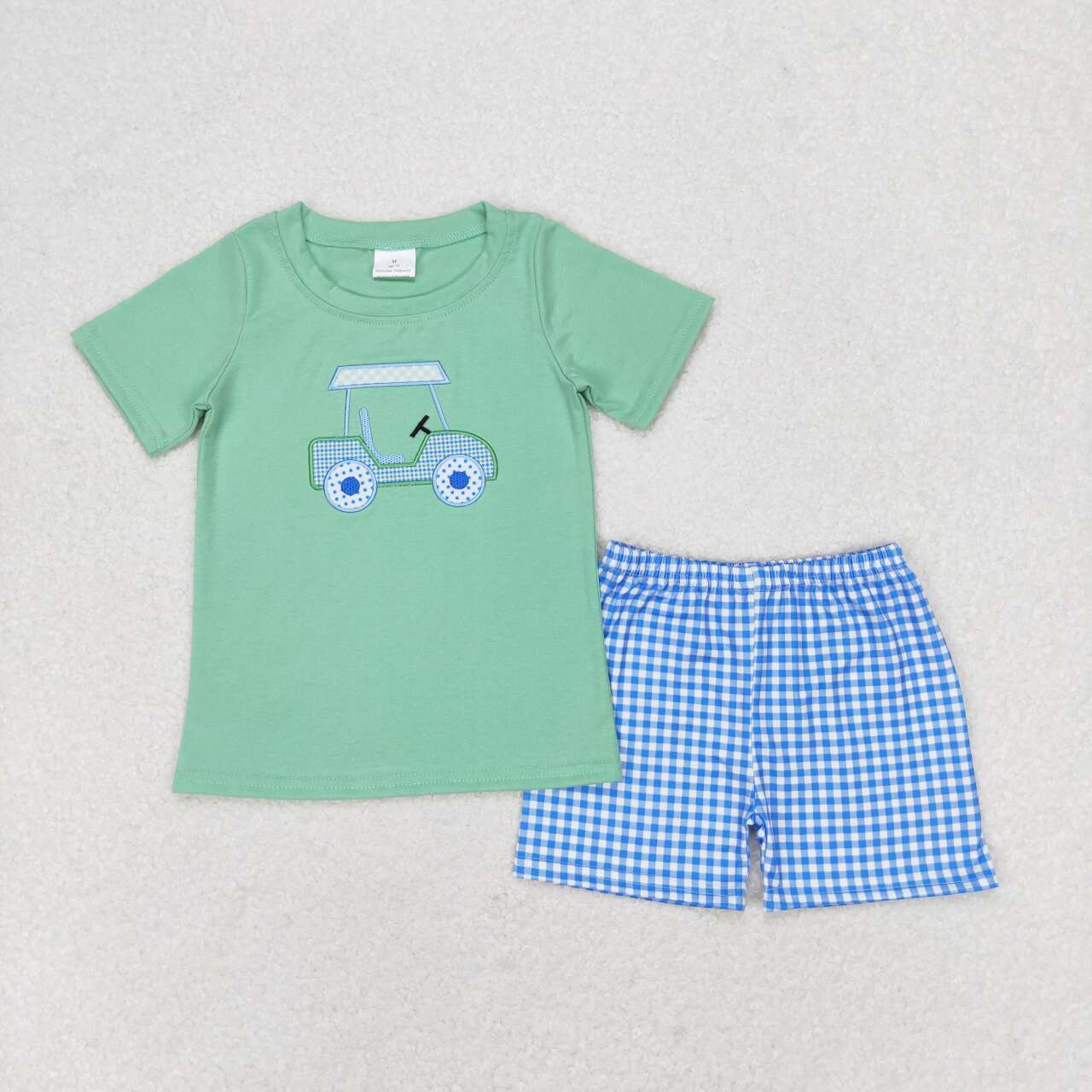 Summer Sibling Toddler Girls Embroidery Golf Car Shorts Outfit
