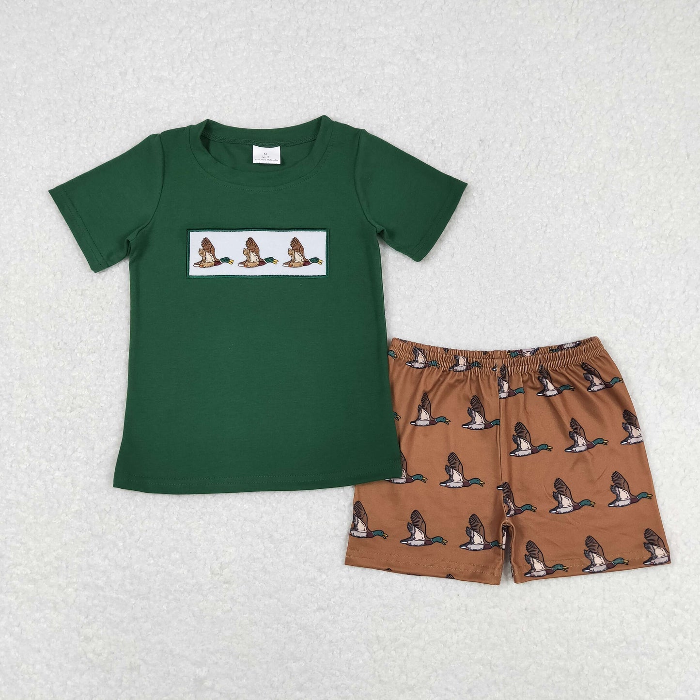 Sibling Baby Boys Embroidery Ducks Top Shorts Hunting Clothes Sets