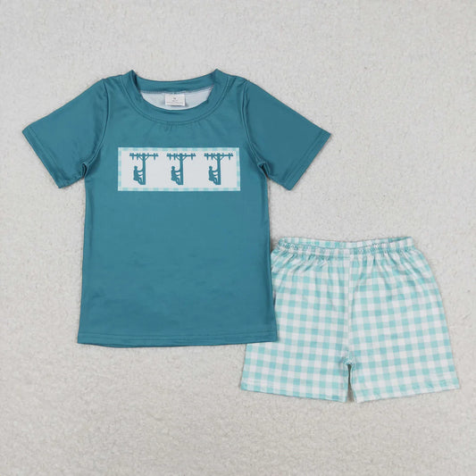 Sibling Baby Boys Linemen Cars Shirt Top Short Summer Clothes Sets