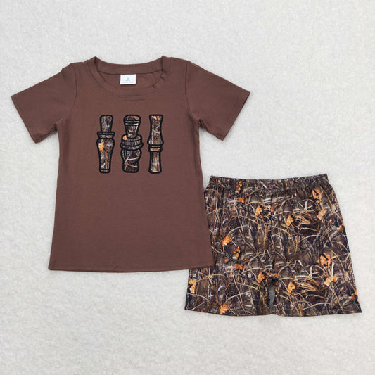 Sibling Baby Boys Embroidery Ducks Top Shorts Hunting Clothes Sets