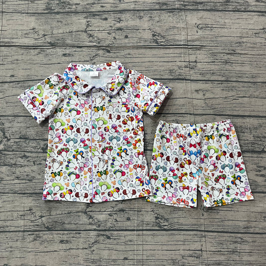 BSSO0816 Preorder Cartoon Mouse Girls Button Pajamas Clothes Set