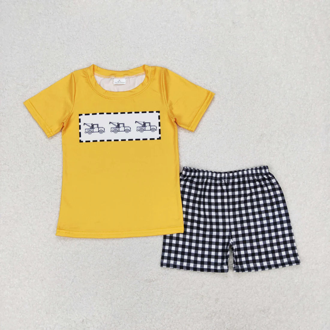 Sibling Baby Boys Linemen Cars Shirt Top Short Summer Clothes Sets