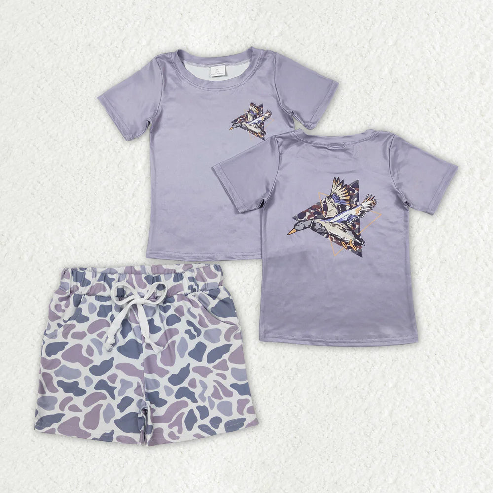 Baby Boys Duck Shirt Top Grey Camo Shorts Outfits Clothes Sets