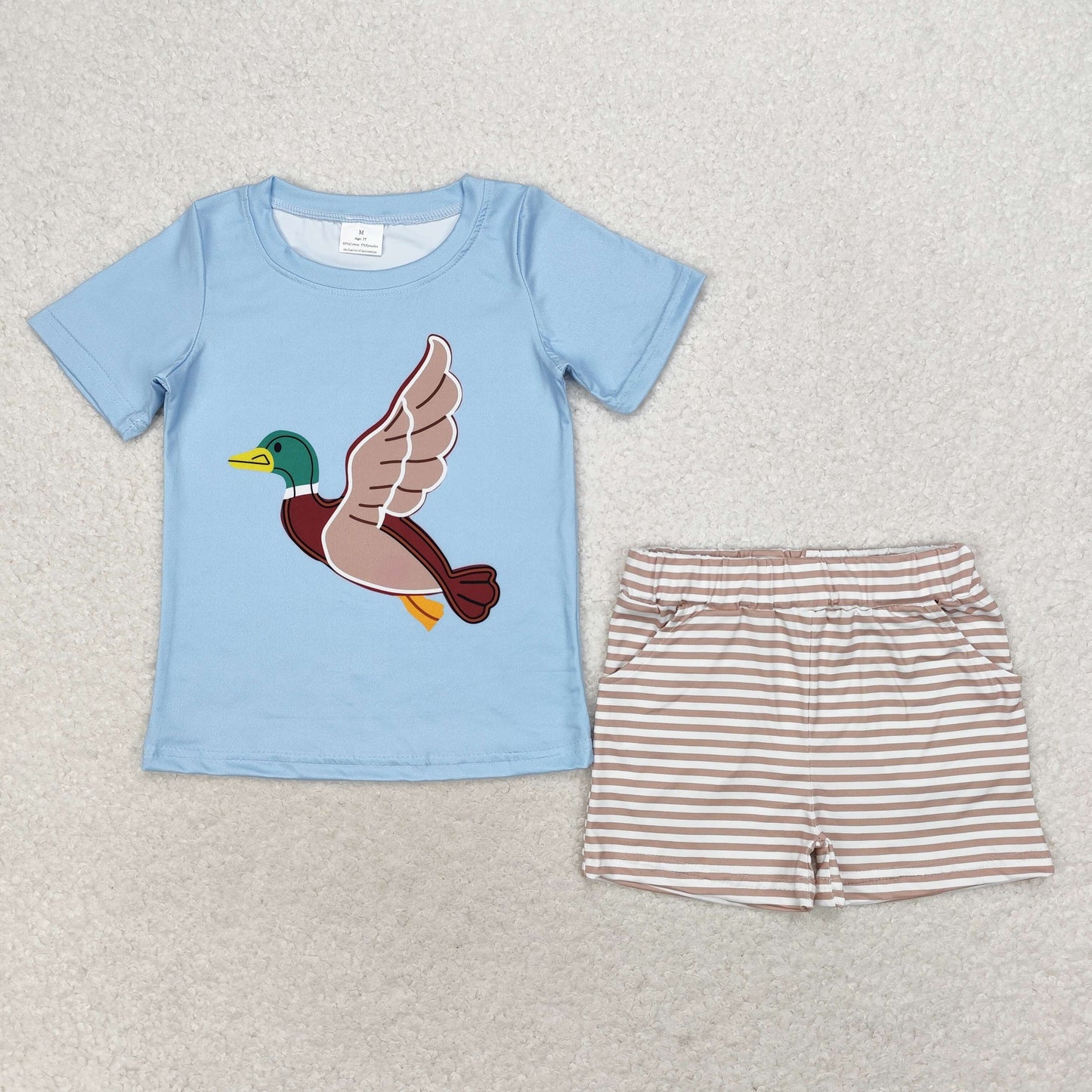 Sibling Baby Boys Short Sleeve Dogs Ducks Fishing Print Top Shorts Hunting Clothes Sets