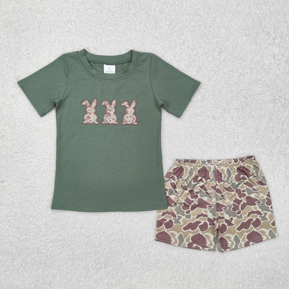 Sibling Baby Boys Girls   Embrodiery Camo Rabbits Shorts and Pants Set