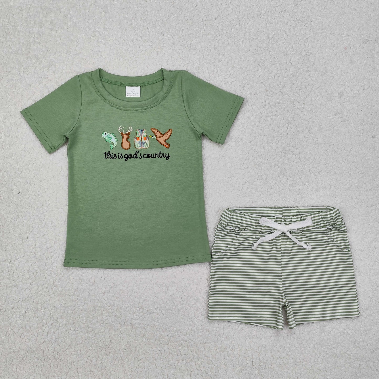 Sibling Baby Boys Embroidery Ducks Top Shorts Hunting Clothes Sets