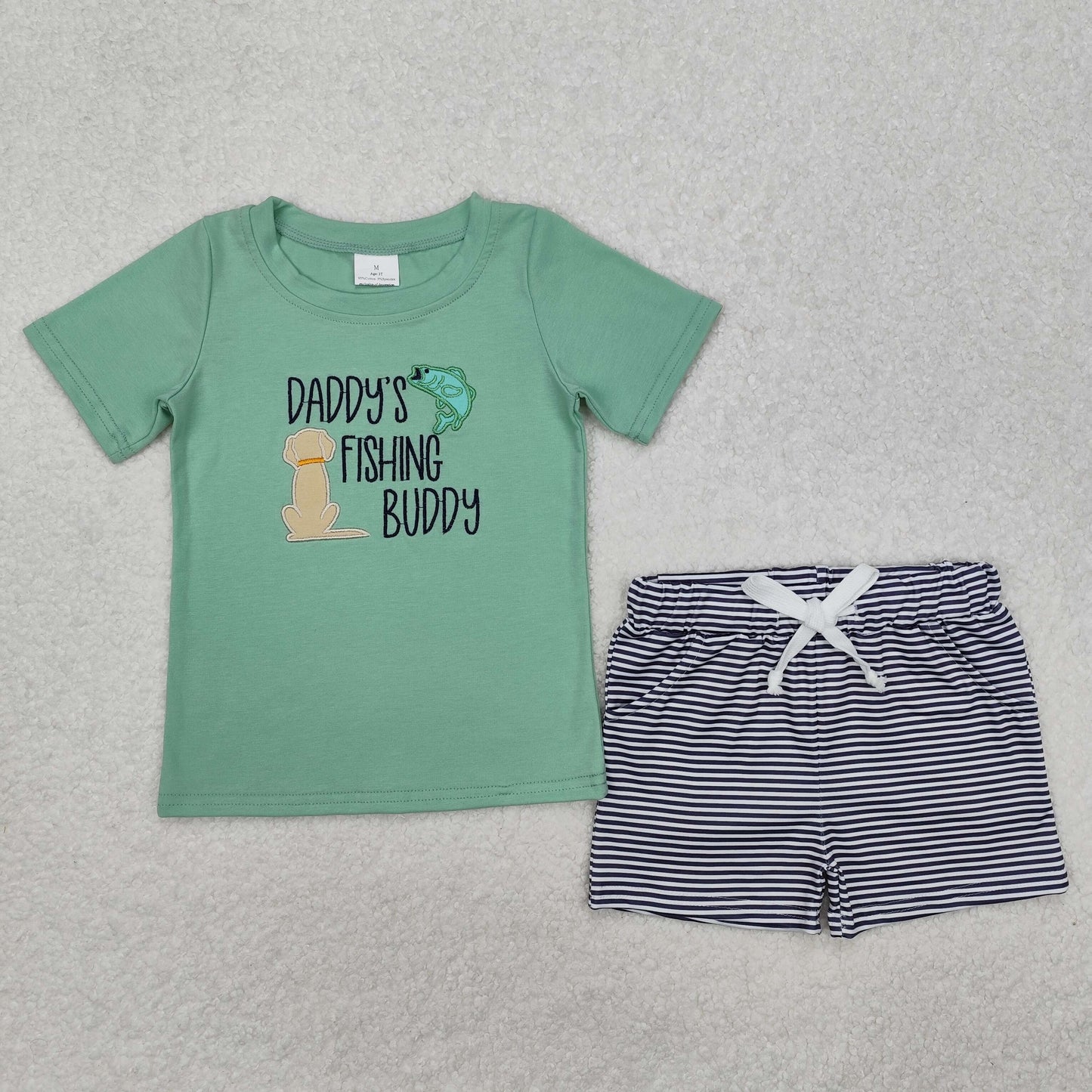 Sibling Baby Boys Short Sleeve Embroidery Fishing Top Shorts Hunting Clothes Sets