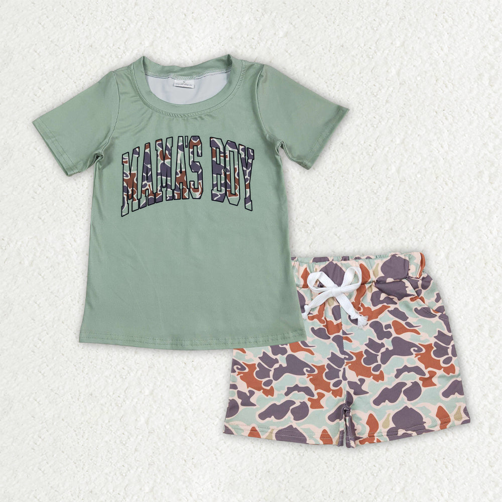 Sibling Baby Boys Short Sleeve I Love Dad and Mom Top Shorts Clothes Sets