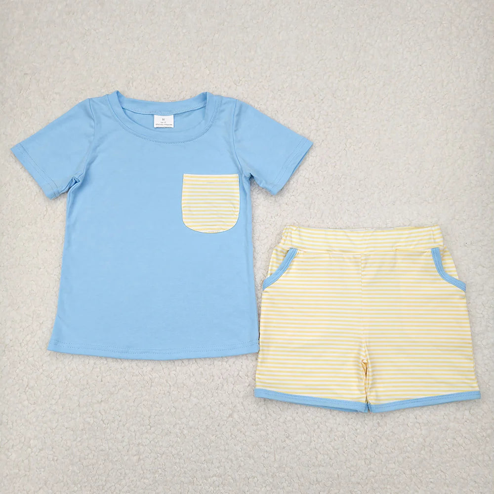 Sibling Boys Baby Girls Yellow Floral Bows Summer Outfits Sets