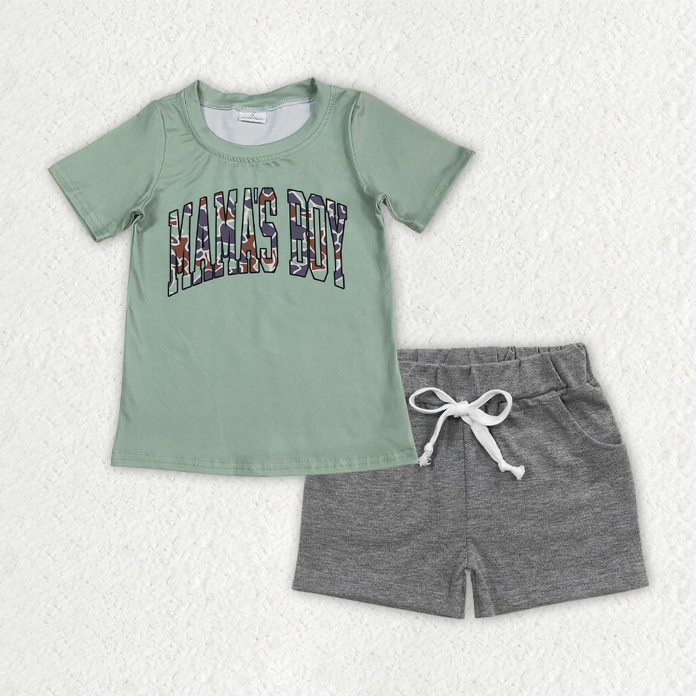 Sibling Baby Boys Short Sleeve I Love Dad and Mom Top Shorts Clothes Sets