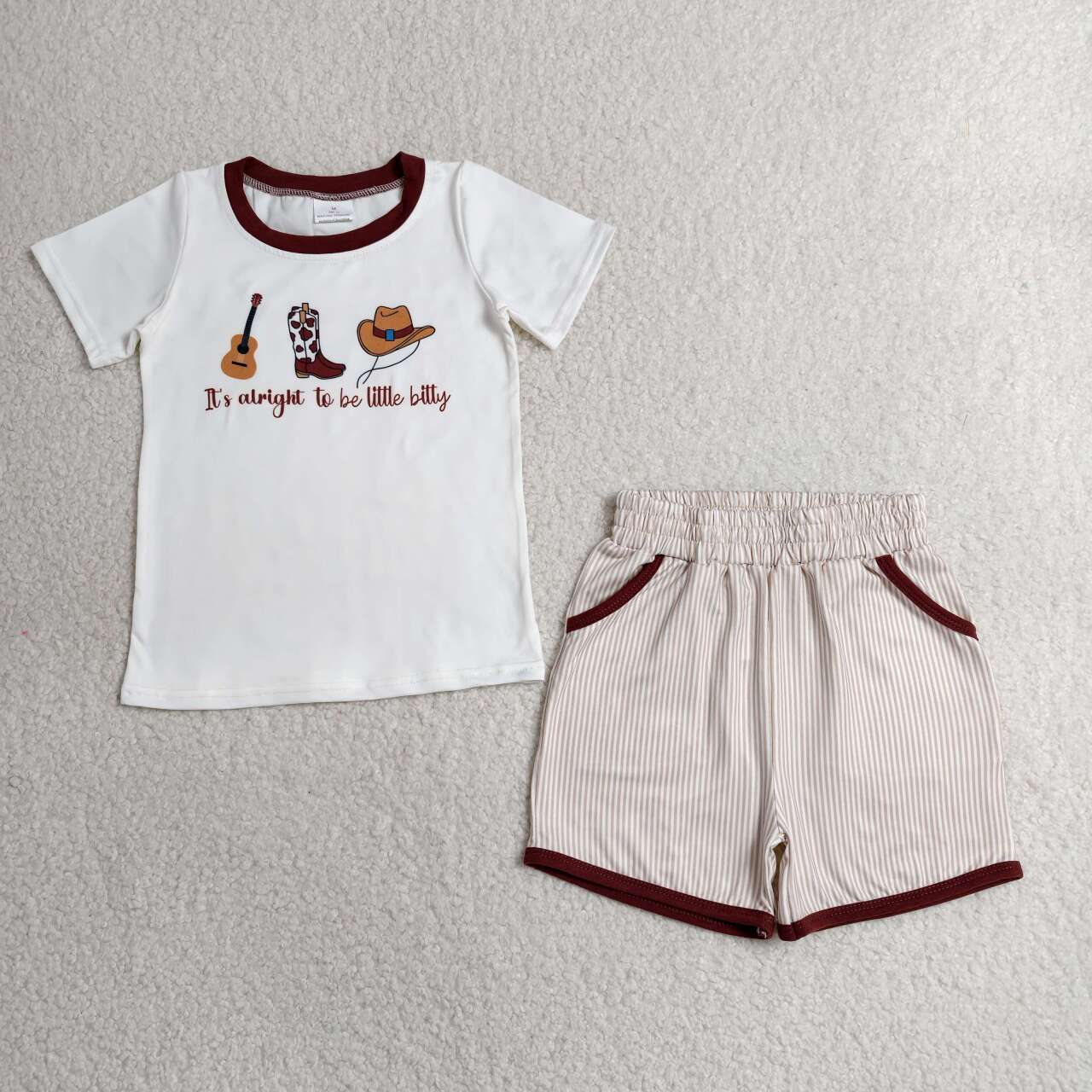 It's Alright To be Little Bitty Sibling Shorts Set Romper Western Styles
