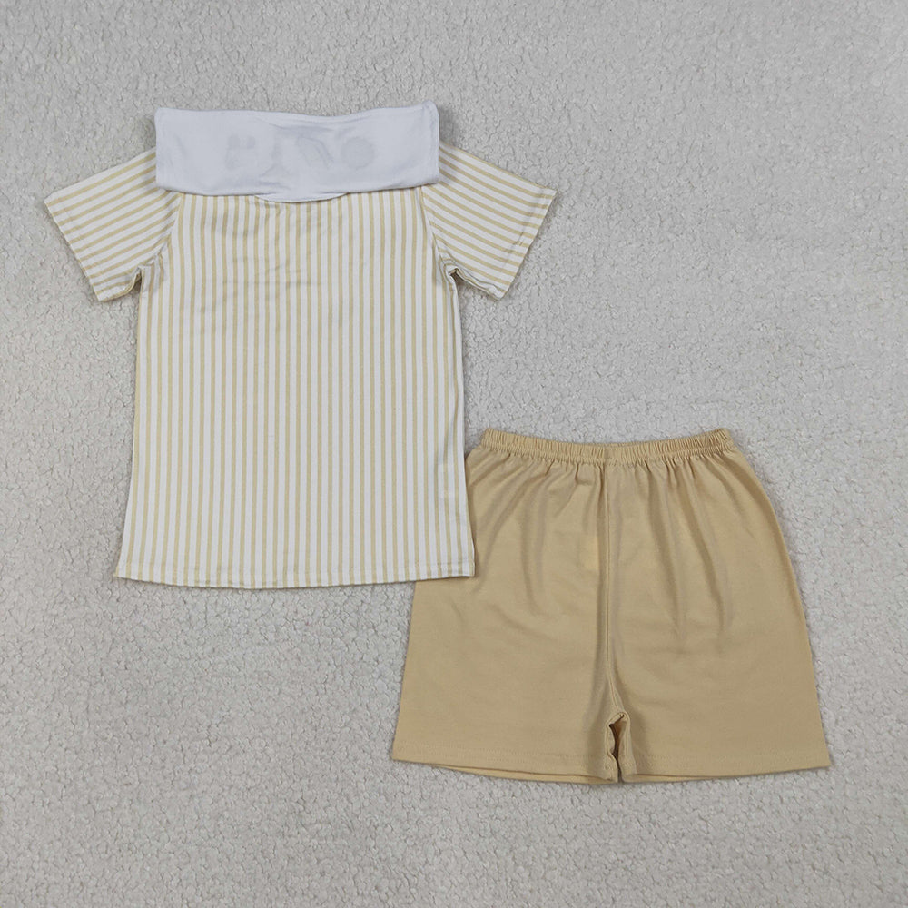 Cross Embroidery Stripes Print Boys Easter Clothes Sibling Matching Styles