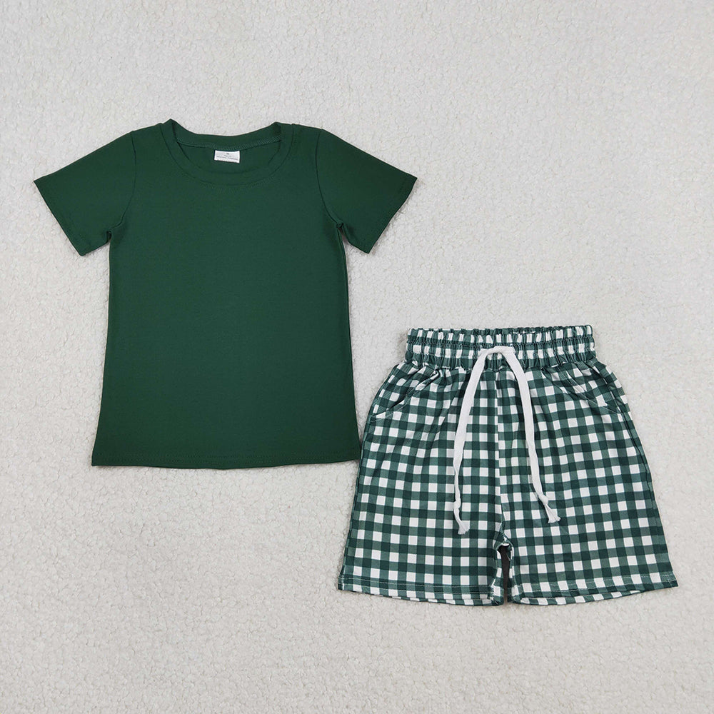Boys 5-Color Plaid Short Sleeve T-Shirt & Shorts Summer Set Brothers Wear