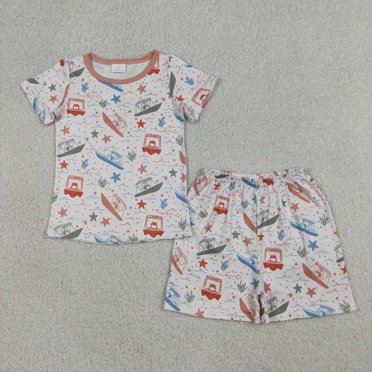 Boat Print Boys Summer Clothes Set