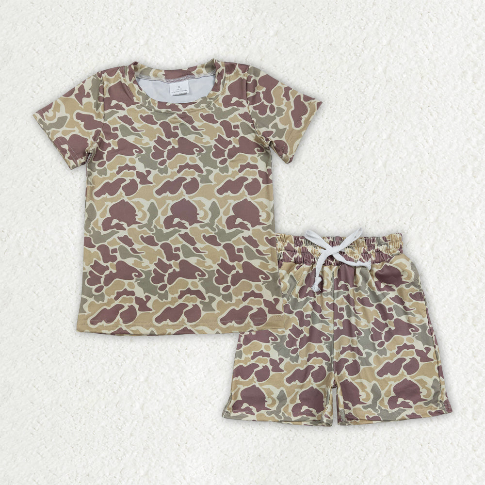 Sibling Baby Boys Short Sleeve Southern Camo Top Pockets Shorts Pajamas Clothes Sets