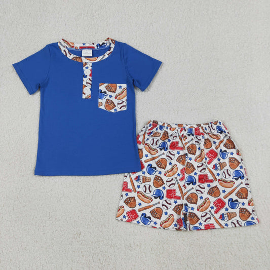 4th of July Baseball Brothers Matching Outfit Blue Toddler & Baby Boys Sports Set Summer Vacation