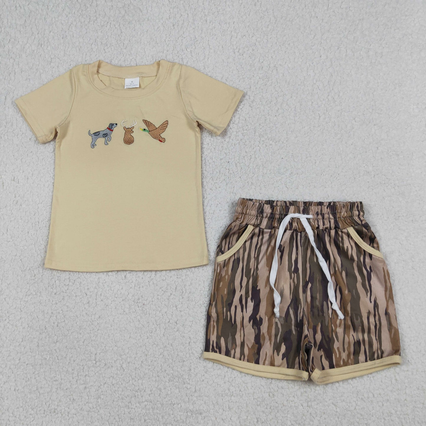 Sibling Girls Boys Hunting Deer Duck Camo Shorts Set +Romper