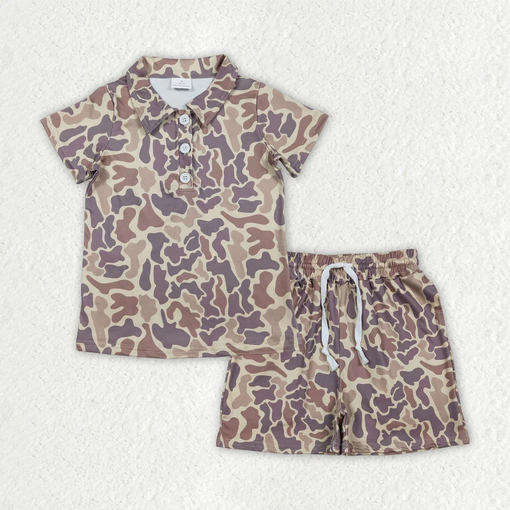 Sibling Baby Boys Camo Short Sleee Shirt Top with Shorts Outfit