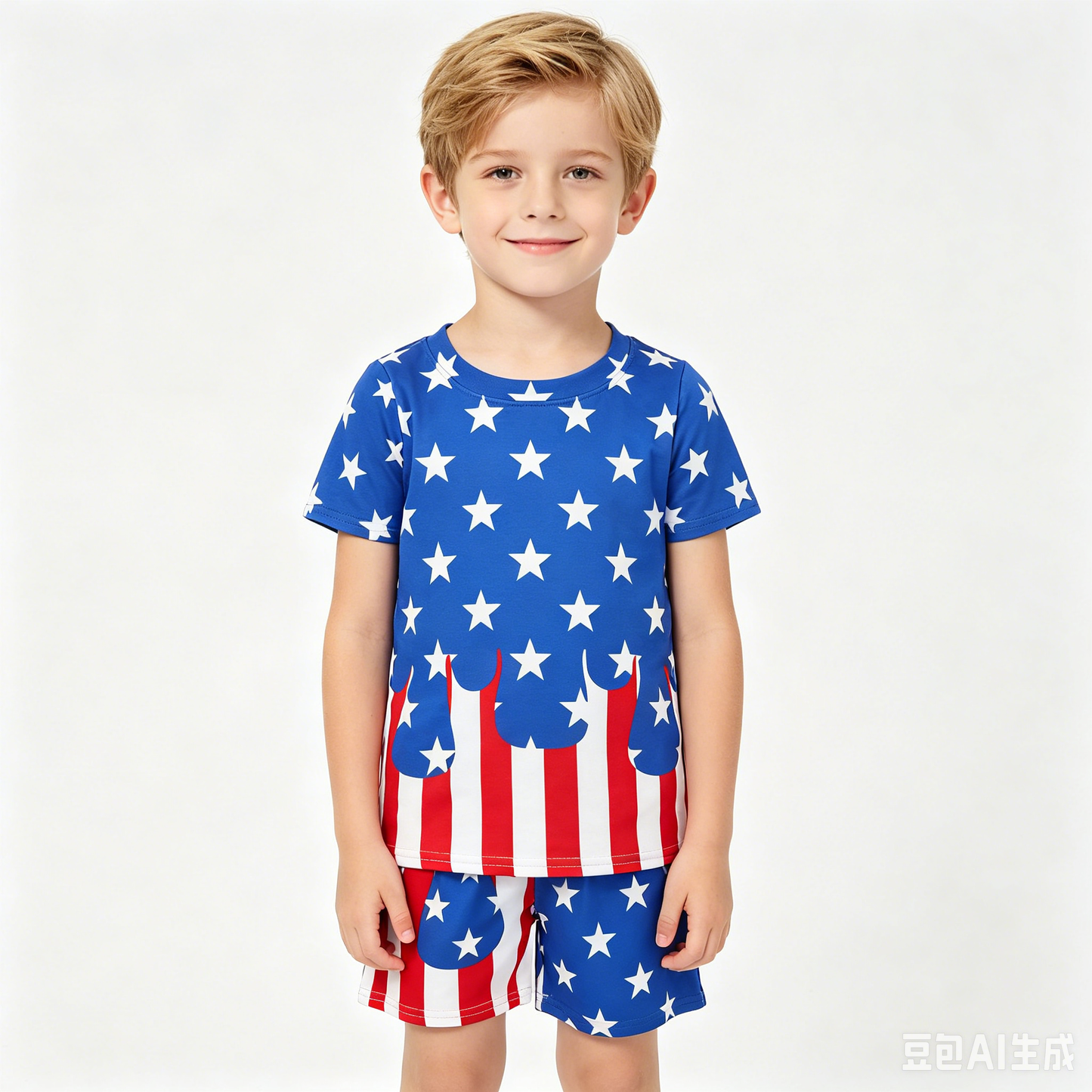 Stars Drip Print Boys Outfits Girls Yoga Dress Sibling 4th of July Matching Clothes