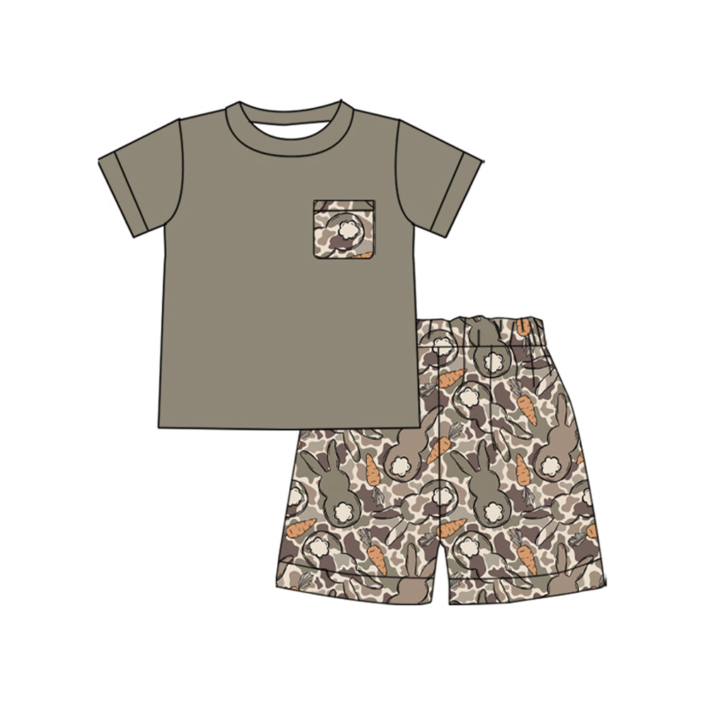 9.3 BSSO2044 Preorder Toddler Boys Easter Camo Bunny Shorts Outfit
