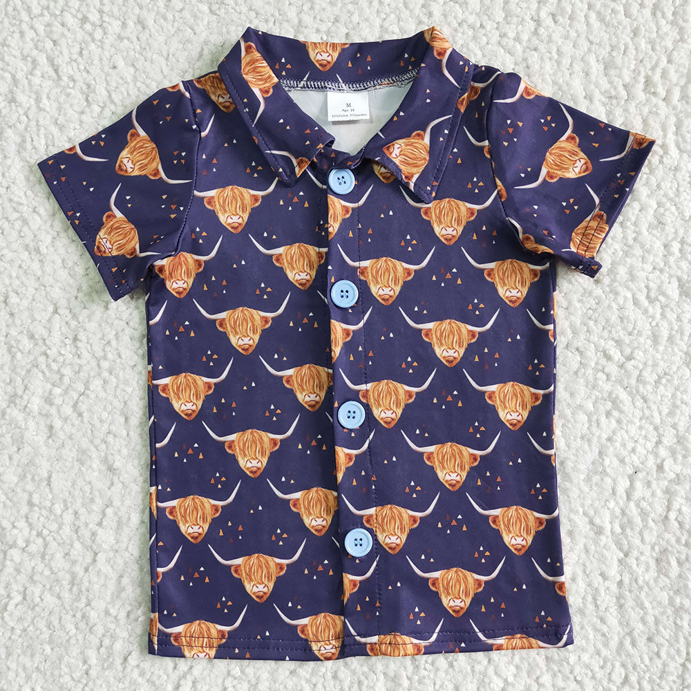 Sibling Baby Boys Short Sleeve Western Button Shirts Top