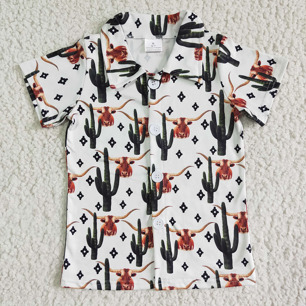 Sibling Baby Boys Short Sleeve Western Button Shirts Top