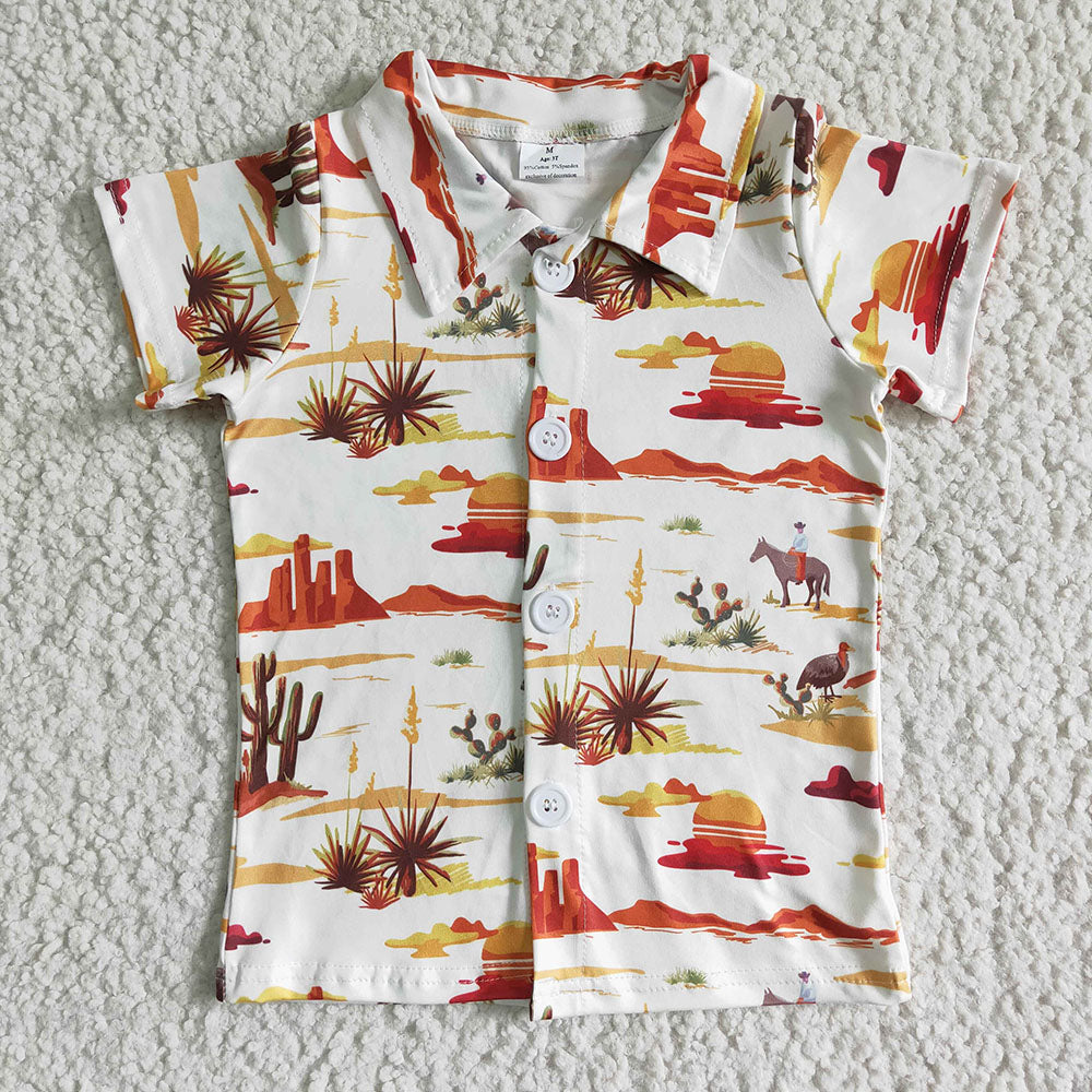 Sibling Baby Boys Short Sleeve Western Button Shirts Top