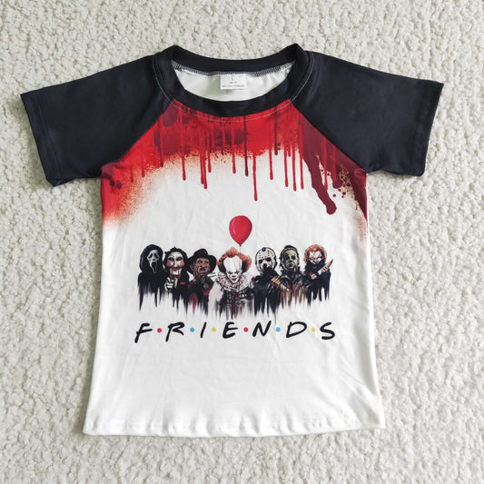 BT0033 FRIENDS Cartoon Drip Print Boys Halloween Tee Shirts Top