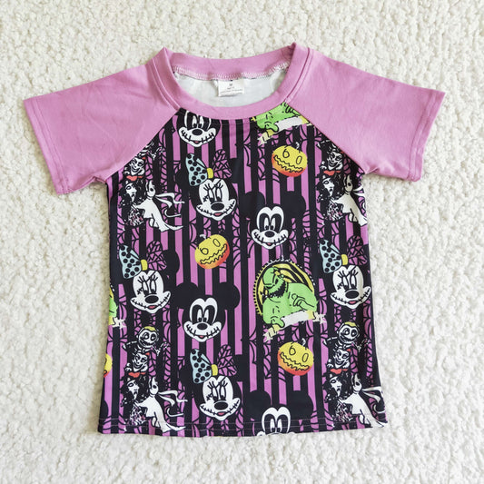 BT0041 Cartoon Mouse Stripes Print Boys Halloween Tee Shirts Top