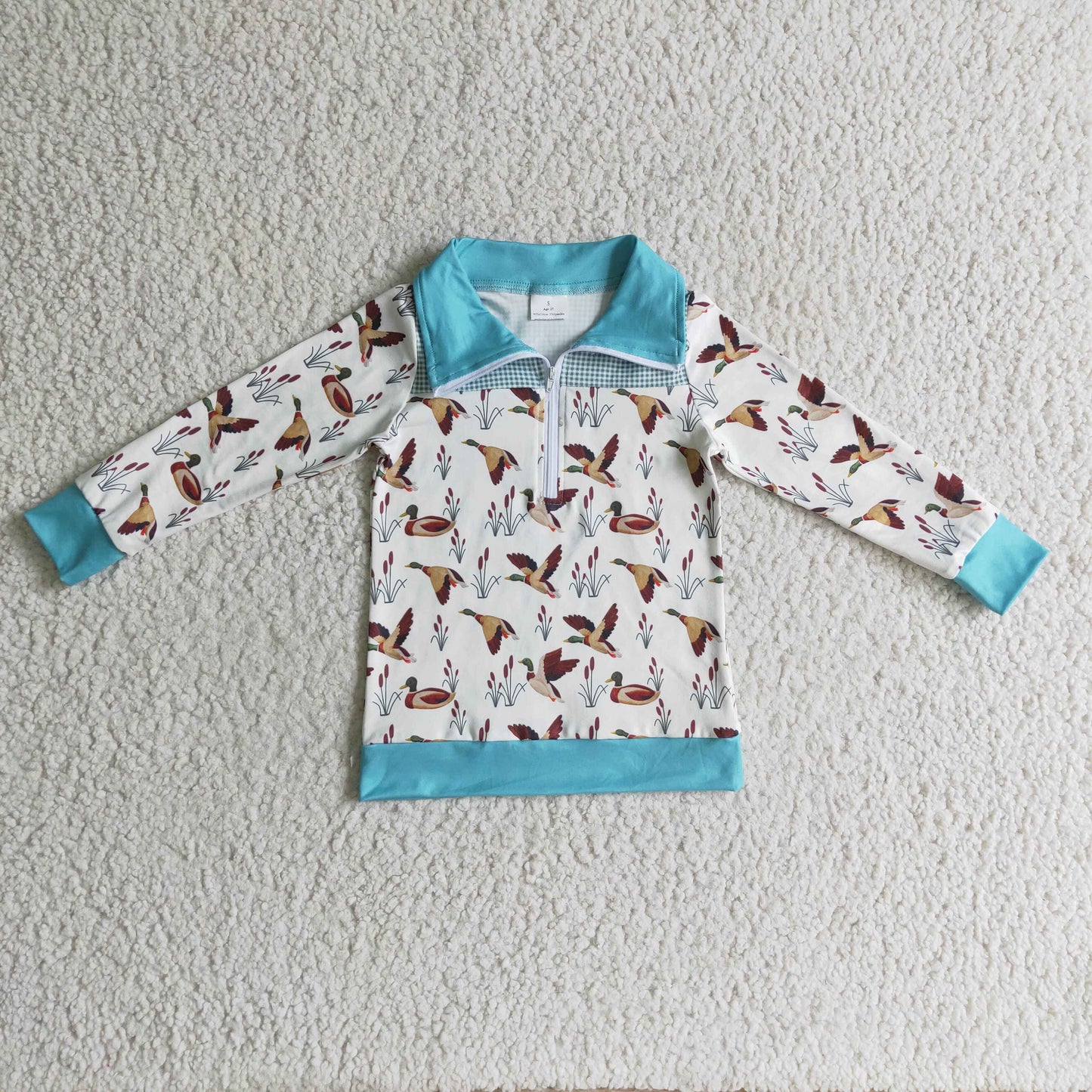 Boys mallard print zipper pullover      BT0095