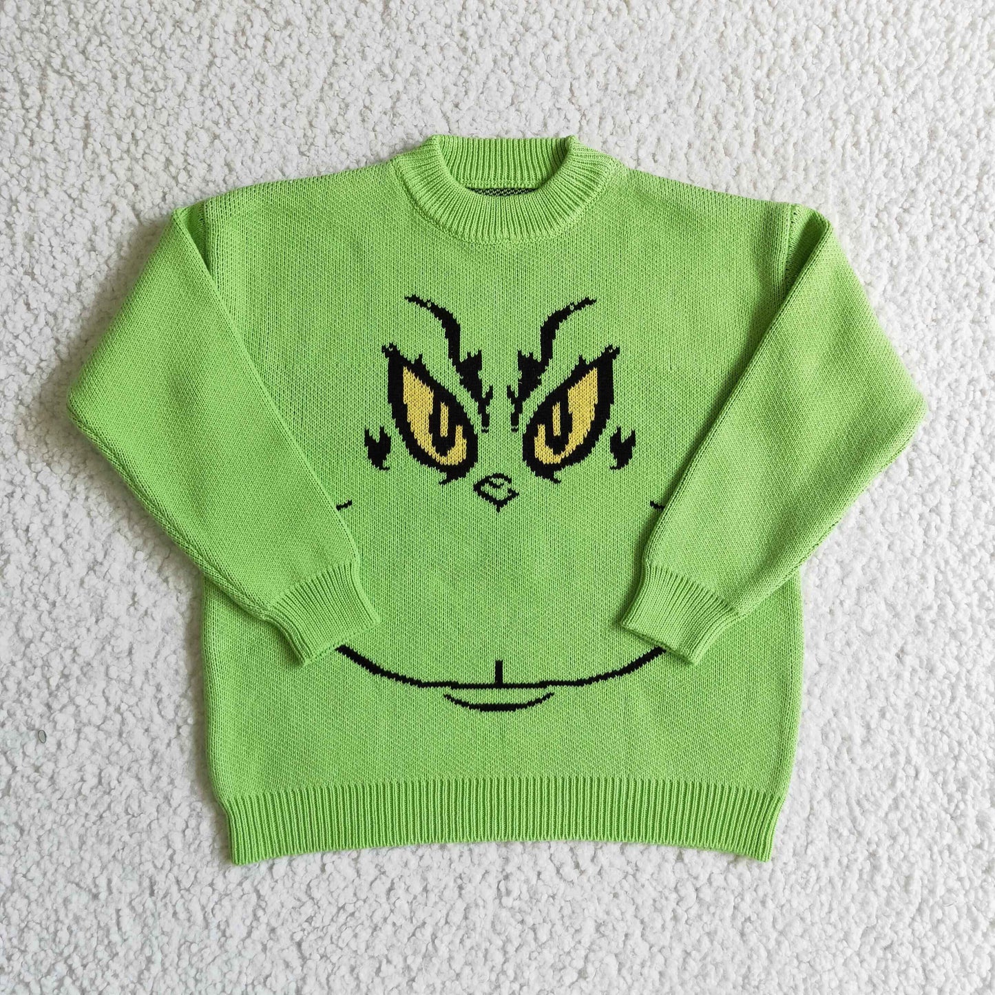 BT0099 Green Frog Smiling Kids Christmas Sweater